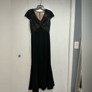 Calvin Klein Black Maxi Dress with Lace Detail